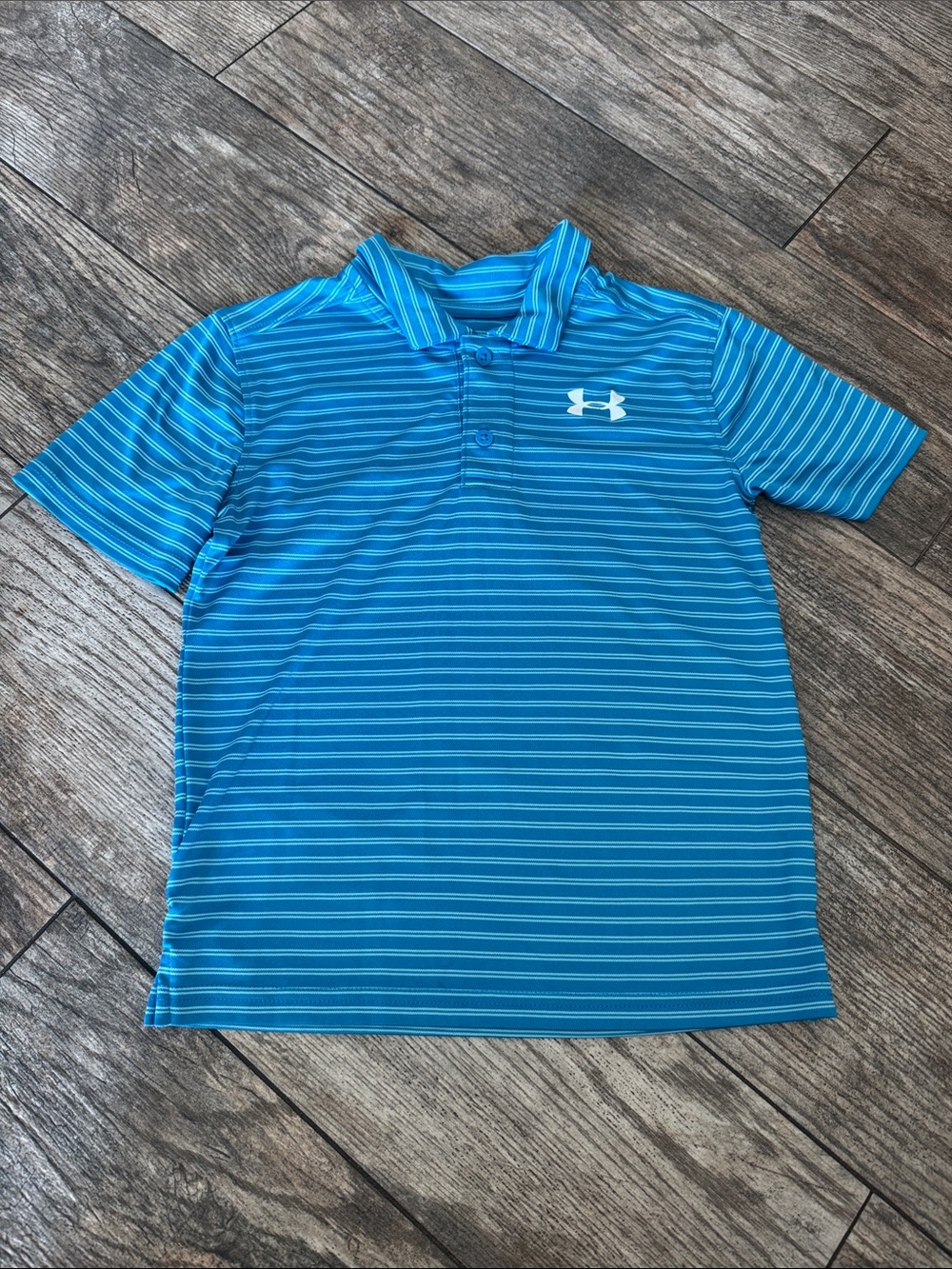 Under Armour Turquoise Blue Striped Golf Polo